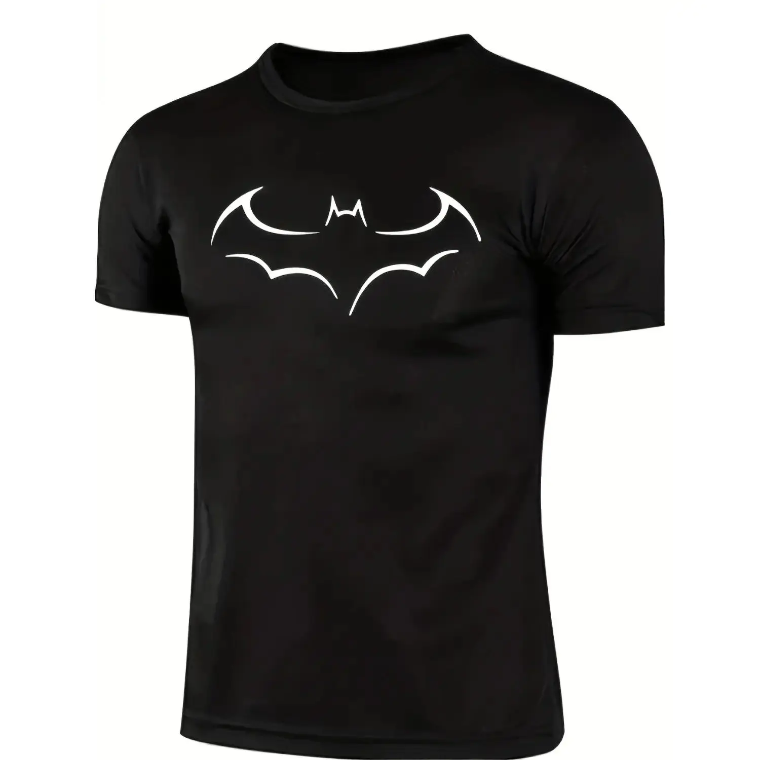 Cotton 2024 large size mens loose t shirt fashion bat print mens short sleeve t shirt summer new mens casual t shirt black -1 t shirt