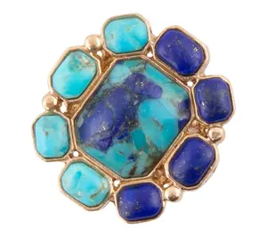 Barse Artisan Crafted Duality Blue Lapis & Turquoise Ring