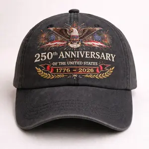[Made-to-Order] 250th Anniversary USA Eagle Embroidered Cap 1776–2026 – Patriotic Vintage Washed Baseball Hat Gift for Dad, Veteran