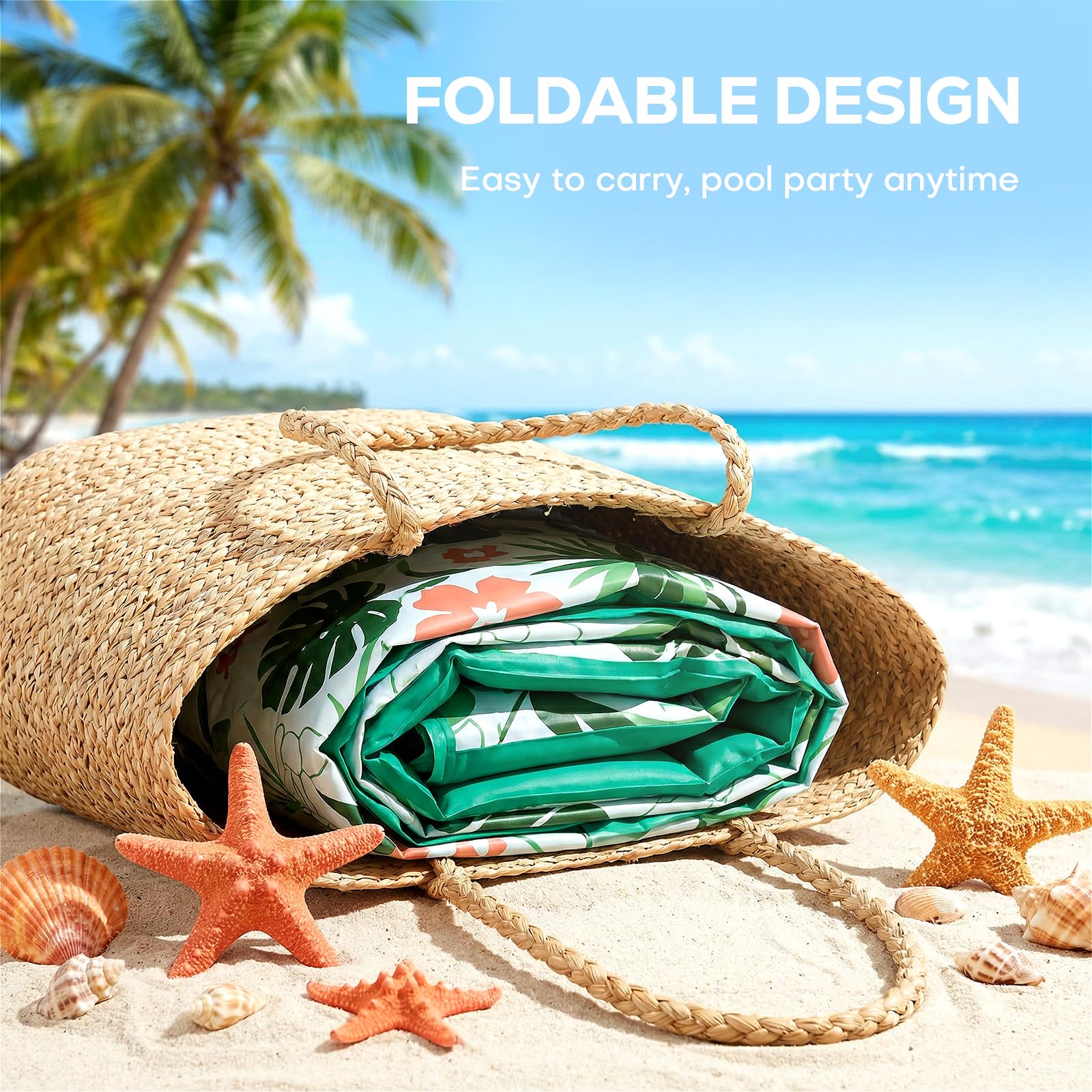 Inflatable Tanning Pool Lounger Float for Backyard,75''×51''Pool Floats Adult with Cup Holder & Removable Pillow, Tanning Bed for Sunbathing, Summer Party and Family Fun (Green, L)