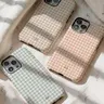 Personalized Boho Gingham Monogrammed Smartphone Cover - Shockproof Polycarbonate-TPU Case, Crisp UV/DTF Print, Wireless Charging Safe, Matte/Gloss Choice Handheld Phone Accessory for iPhone 11-18, SE, IP 11 Pro & Latest Flagships