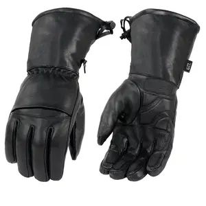 Milwaukee Leather Men's Water-Proof Leather Gauntlet Lined Motorcycle Gloves