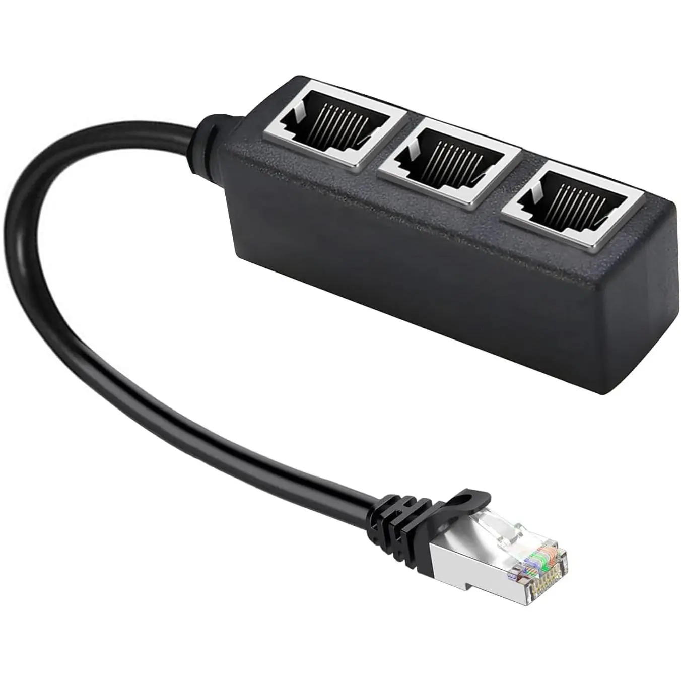 RJ45 Ethernet Splitter Cable - 1-to-3 Port Shielded Adapter, 78mm PCB Computer Accessories for Routers, Hubs, Cable Modem, Set-Top Boxes, Durable and Portable with Pure Copper Gold Plated Needle (Compatible with CAT 5/5e/6/7)