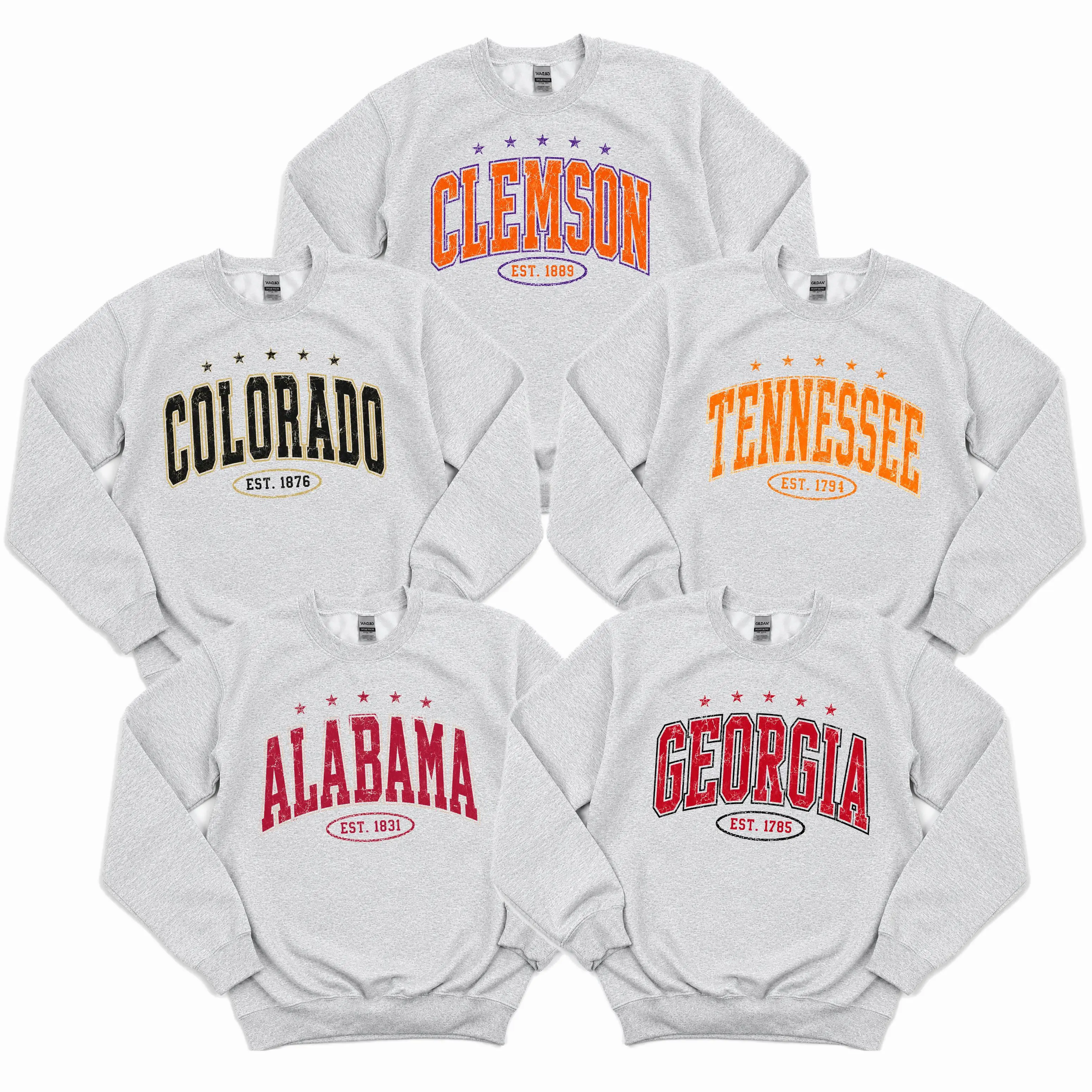 Retro College Football Sweatshirts, Color Ash Grey Unisex College Football Crewnecks, Vintage Football Sweatshirt