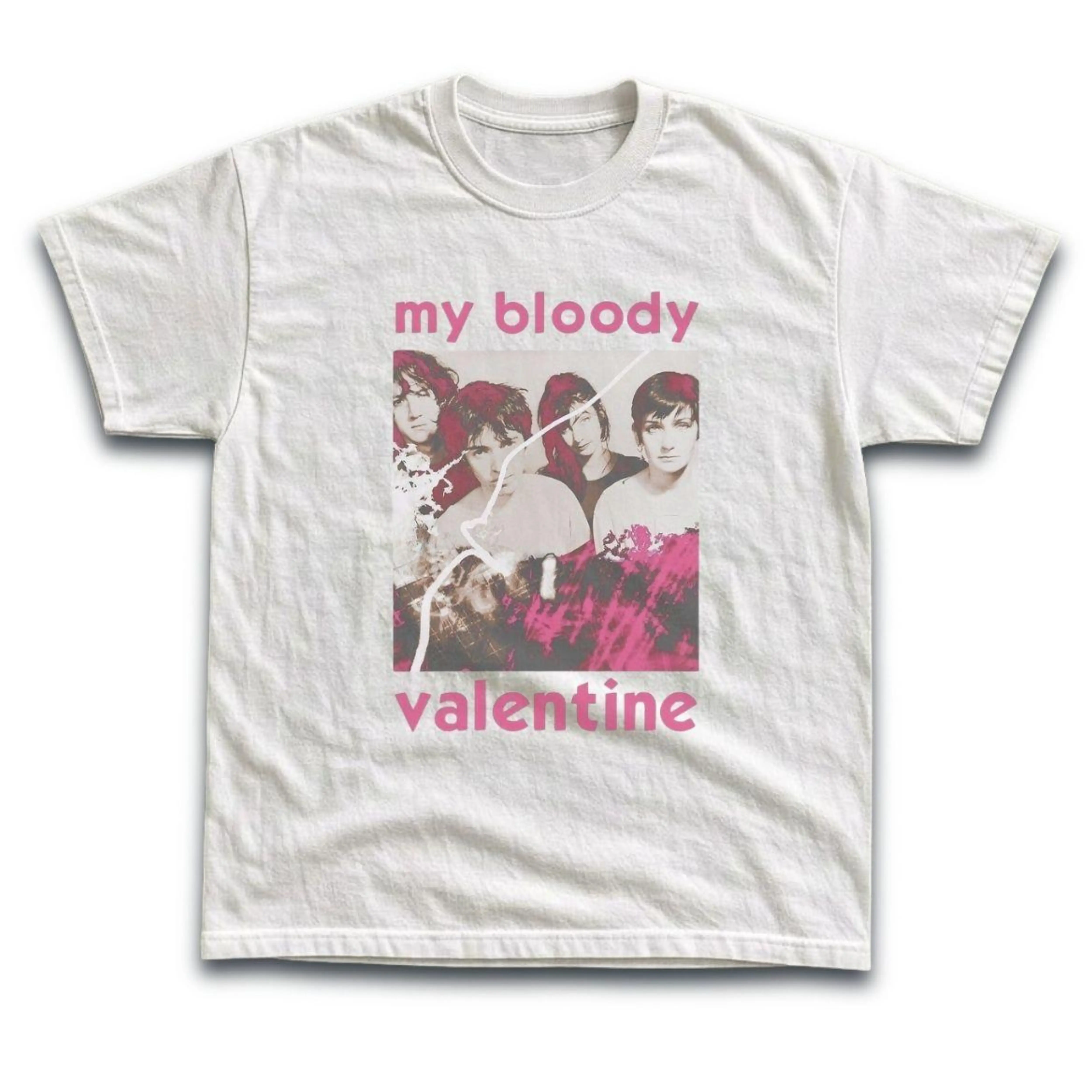 Gildan Men's and Women's T-Shirt, Vintage My Bloody Valentine Shoegaze Graphic Tee, Y2K Grunge Streetwear Shirt, 90s Dream Pop Band Tops, Pink Magenta Alt Rock Apparel, Retro Music Clothes, Vintage Fashion Gift Tees, Premium Cotton, Menswear