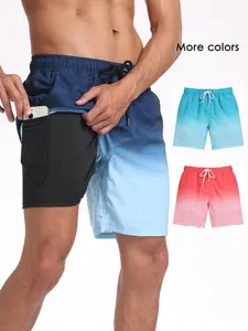 Men's 2-In-1 Swim Trunks, 7 Inch Swimming Shorts Beach Pants, Quick Dry Gym Shorts with Compression Lining, Gym Vacation Pool Wear