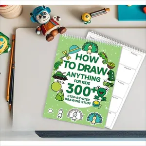 gift for valentines's day  Green Stick Figure Drawing Book for Youngsters by Step Art Education Toy Learning Painting Supplies with Cartoon Dinosaur Frog Designs Perfect  Acrylic Marker Pens
