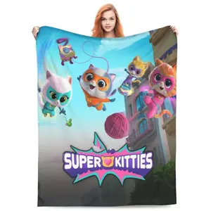 Super Kitti-e Bed Blanket Super Soft Fleece Throw Blanket Lightweight Warm Cozy Cartoon Blankets Gifts for Kids Adults It is an excellent gift for children, family and friends