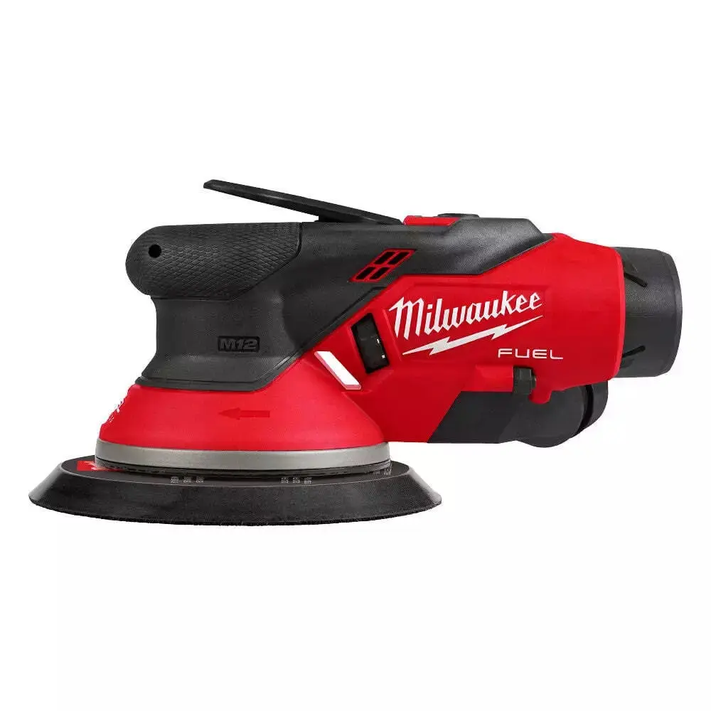 Milwaukee MWK2584-22CX M12 Fuel 12V 6 in. Random Orbital Sander Kit - Variable Speed, 3200 RPMs, Tool-Backing Pad Change, Maximum Control, Optimized Battery Isolation, 5 Doors per M12, 6.17 lbs, 7.1 in., Red & Black