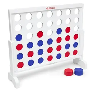 GoSports 3 Foot Width Giant Wooden 4 in a Row Game - Choose White or Dark Stain