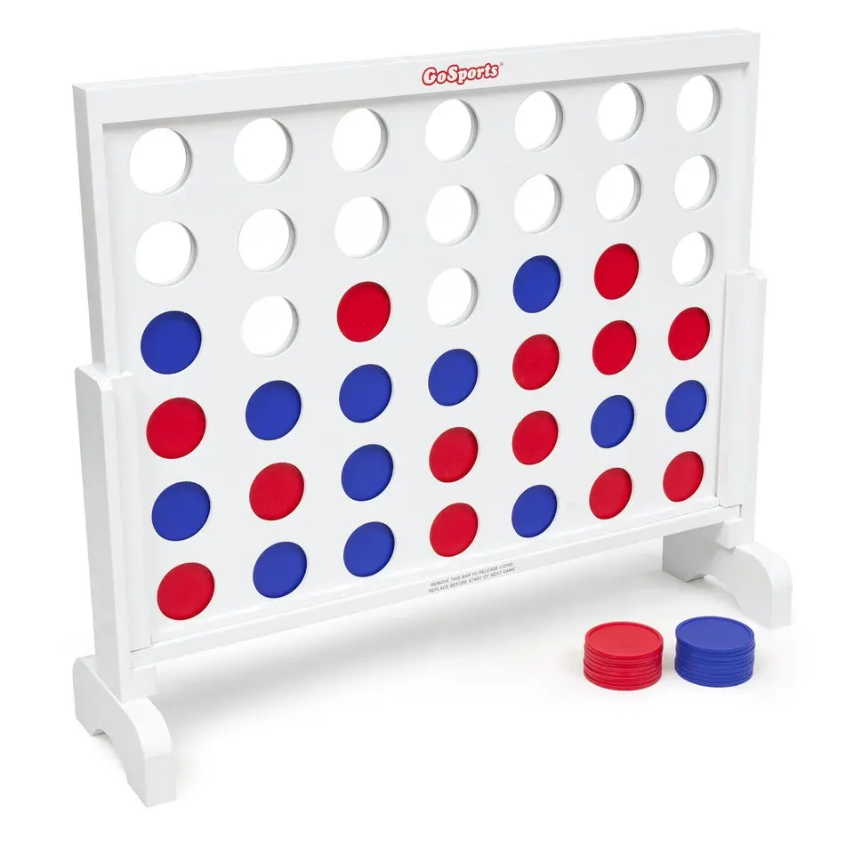 GoSports 3 Foot Width Giant Wooden 4 in a Row Game - Choose White or Dark Stain