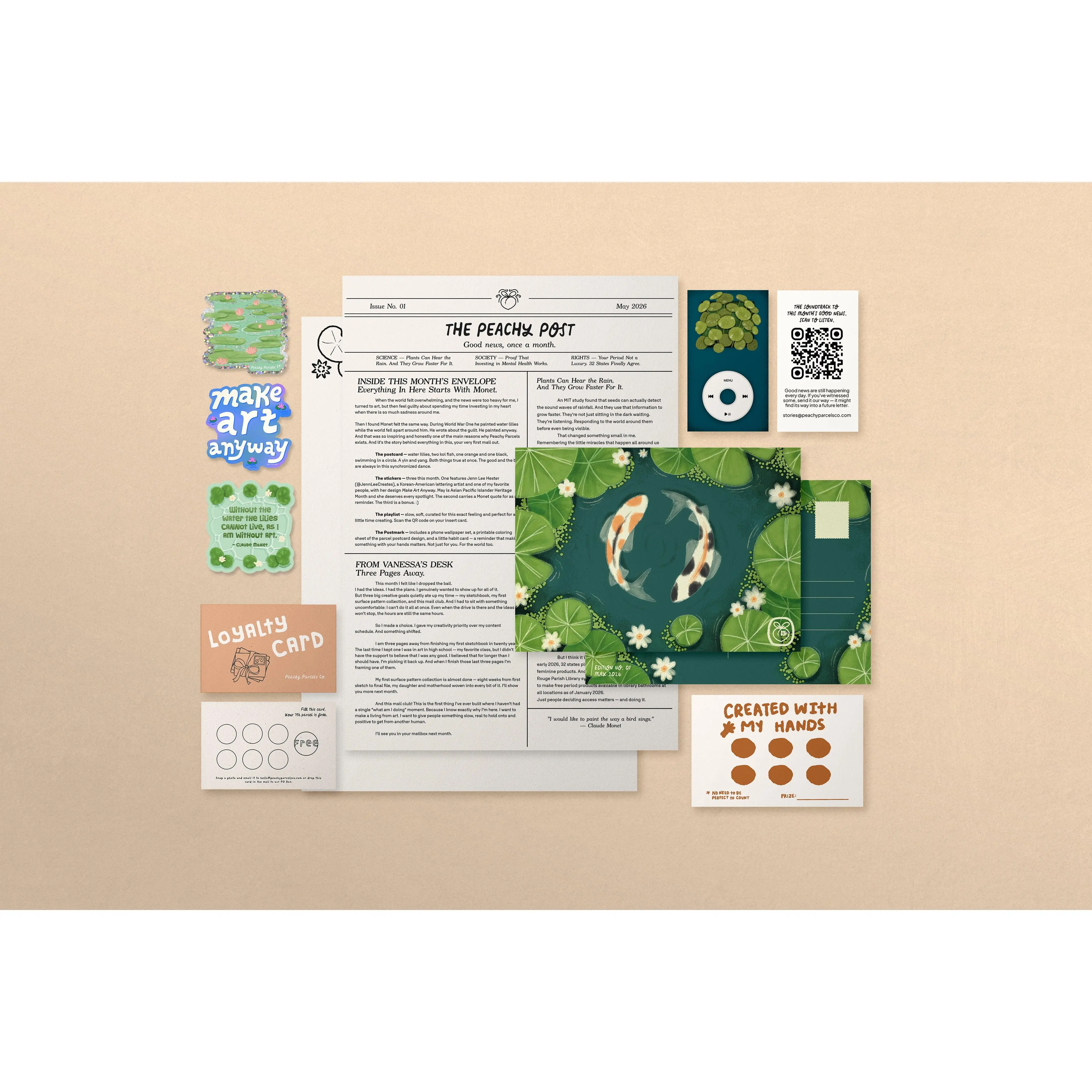 The Monet Issue — Art Mail Club with postcard, stickers, Letter mailed to you via stamped mail for junk journal lovers and art lovers