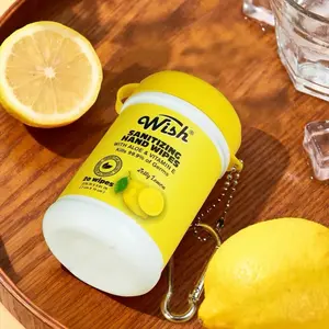Wish Sanitizing Hand Wipes with Aloe & Vitamin E Kills 99.9% of Germs Zesty Lemon Scent 10 Wipes