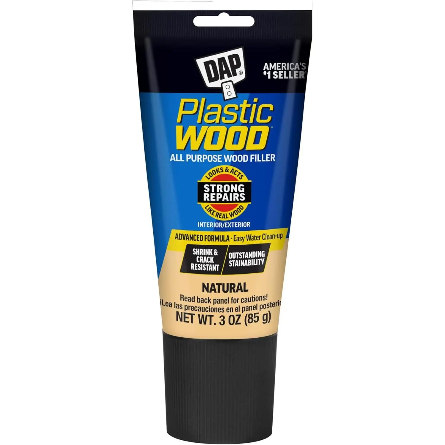 Natural Shade Plastic Wood All-Purpose Latex Filler - 3 Oz (7079800580) for Paneling, Surface Defects, Furniture, Plywood, Doors, Molding, Cabinets
