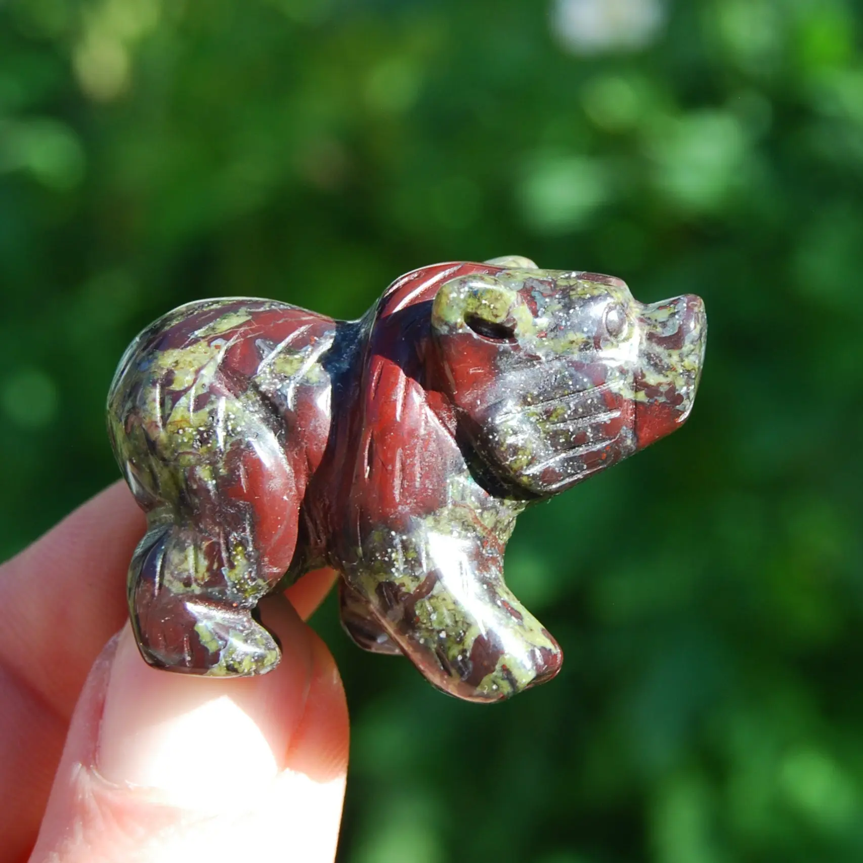 1.5in Dragon's Bloodstone Carved Crystal Bear