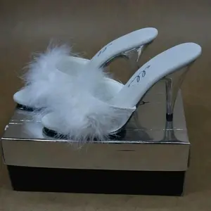 Women's Patent/Marabou 4" Heel Hollywood Starlet Boudoir Slippers Bridal/Honeymoon/Special Occasion