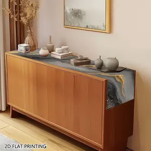 2D flat printing, 1 piece/2 piece/4 piece/6 piece/8 piece/5 piece set/7 piece set table flag and placemat combination, elegant marble pattern, suitable for holiday parties and seasonal table decoration, showcasing the festive atmosphere