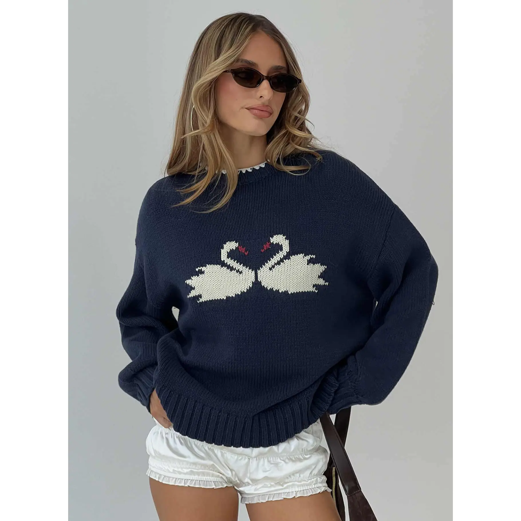 Swan Lake Love Knit Sweater Navy Swan Lake Love Knit Sweater Navy