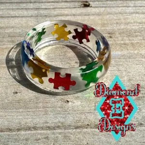Clear Ring with Puzzle Pieces Clear Ring with Puzzle Pieces