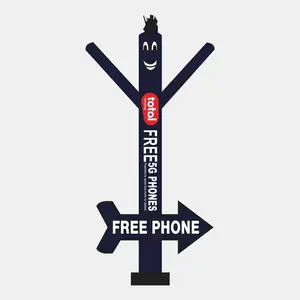 20ft Total Wireless Inflatable Air Dancer with “Free Phone” Arrow Sign – Double-Sided Printed (Blower Not Included)