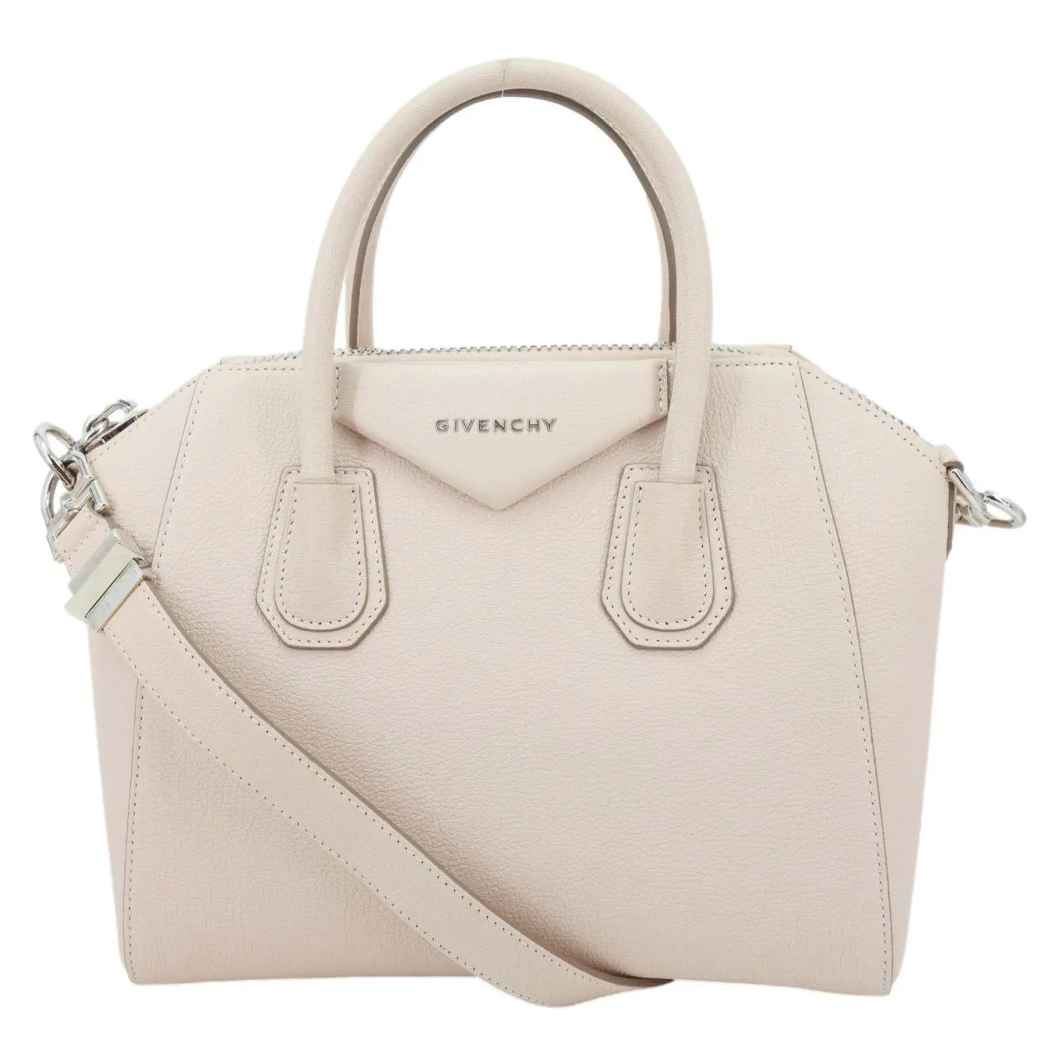 Pre-owned GIVENCHY Leather Shoulder Bags Antigona Small Sugar Goatskin Shoulder Bag Pale Pink