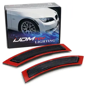 iJDMTOY Glossy Black Smoked Lens Front Bumper Side Markers For 2007-2012 BMW E92/E93 3 Series Coupe 328i 335i