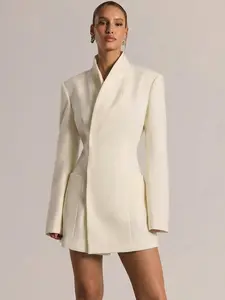 Tailored Cinched Waist Funnel Neck Long Sleeve Blazer Dress Autumn Casual Going Out Everyday Night Out Sexy Cute Cosy Party Elegant Chic Valentines Spring Summer Vacation Bridal Bachelorette Hen Do Wedding Wedding Guest Graduation Prom