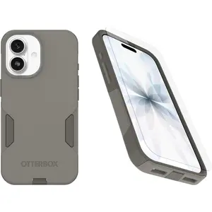 OtterBox iPhone 17 (Only) Bundle: Commuter Series MagSafe Case & Screen Protector - Grey Comfort (Beige) - Built-in Magnets - Thin & Protective - with Port Protection