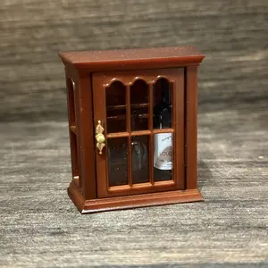Mini Wine Cabinet Fridge Magnets Set 1:12 Scale - Interactive Dollhouse Miniature Decor with Bottles & Plants, Fidget Toy for Stress Relief & Home Displays, gifts