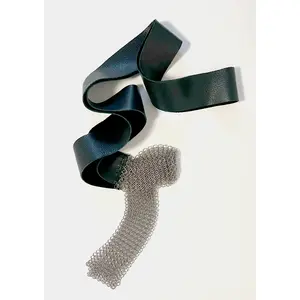 CHAIN MESH & LEATHER NECKTIE
