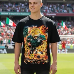 Jaguar Fire T-Shirt with Bold Leopard Design and Sports Theme for Men