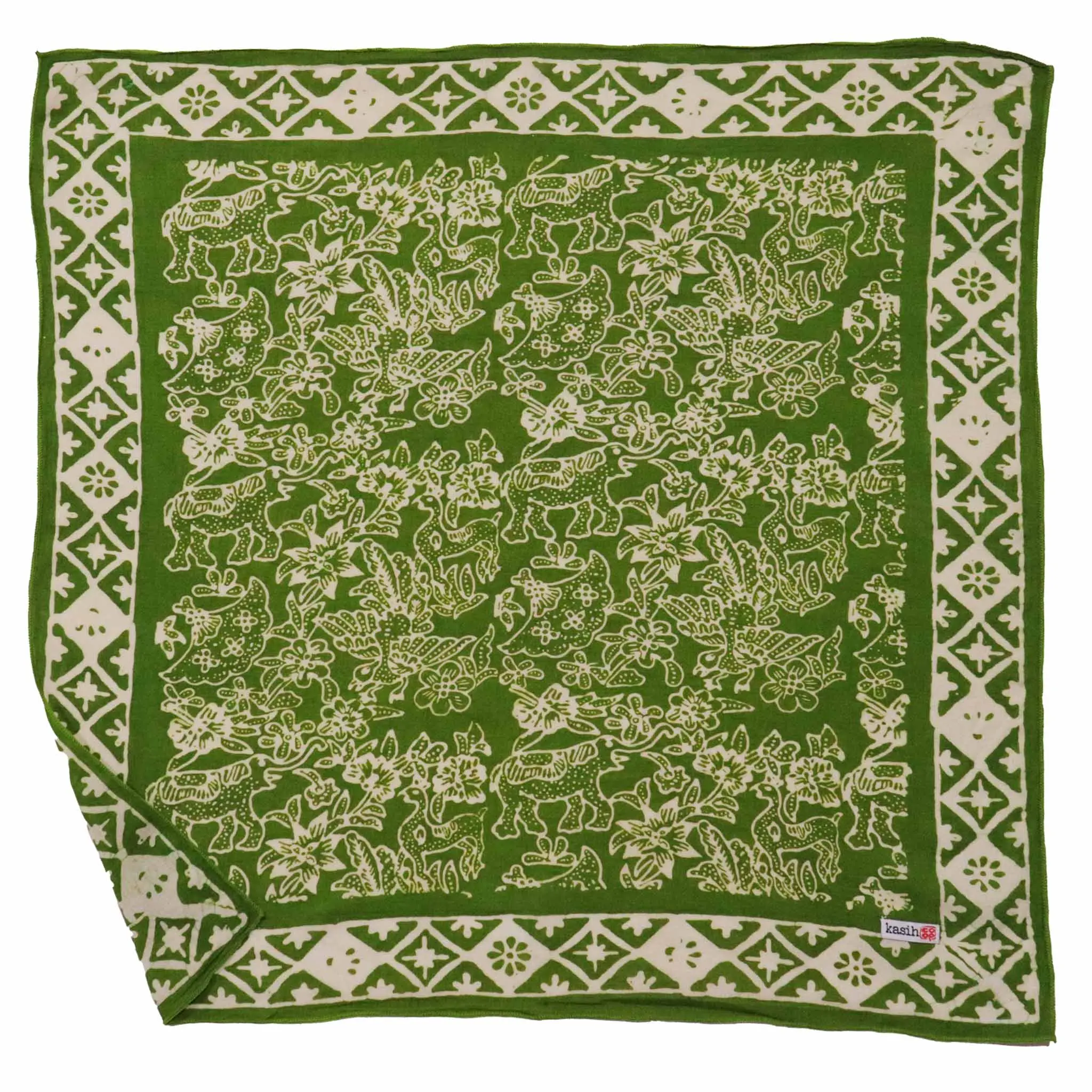 Hand Dyed Batik Bandana, 100% Soft Cotton, Green Serenity