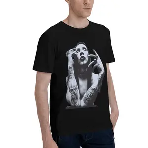 Marilyn Manson T-Shirt Men's Fashion Casual Soft Cotton Short Sleeve T-Shirt Unisex Crew Neck Top Unisex Menswear Garment Hem Straight
