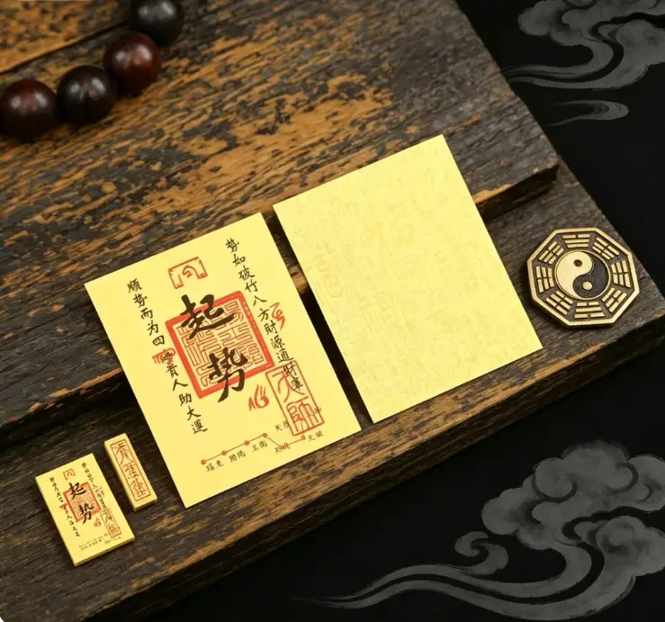 Golden Talisman Amulet Card - Exquisite Portable Fashion Accessory, Wallet/Phone Decor, Wealth-Health-Good Fortune Attractor, Ideal Gift