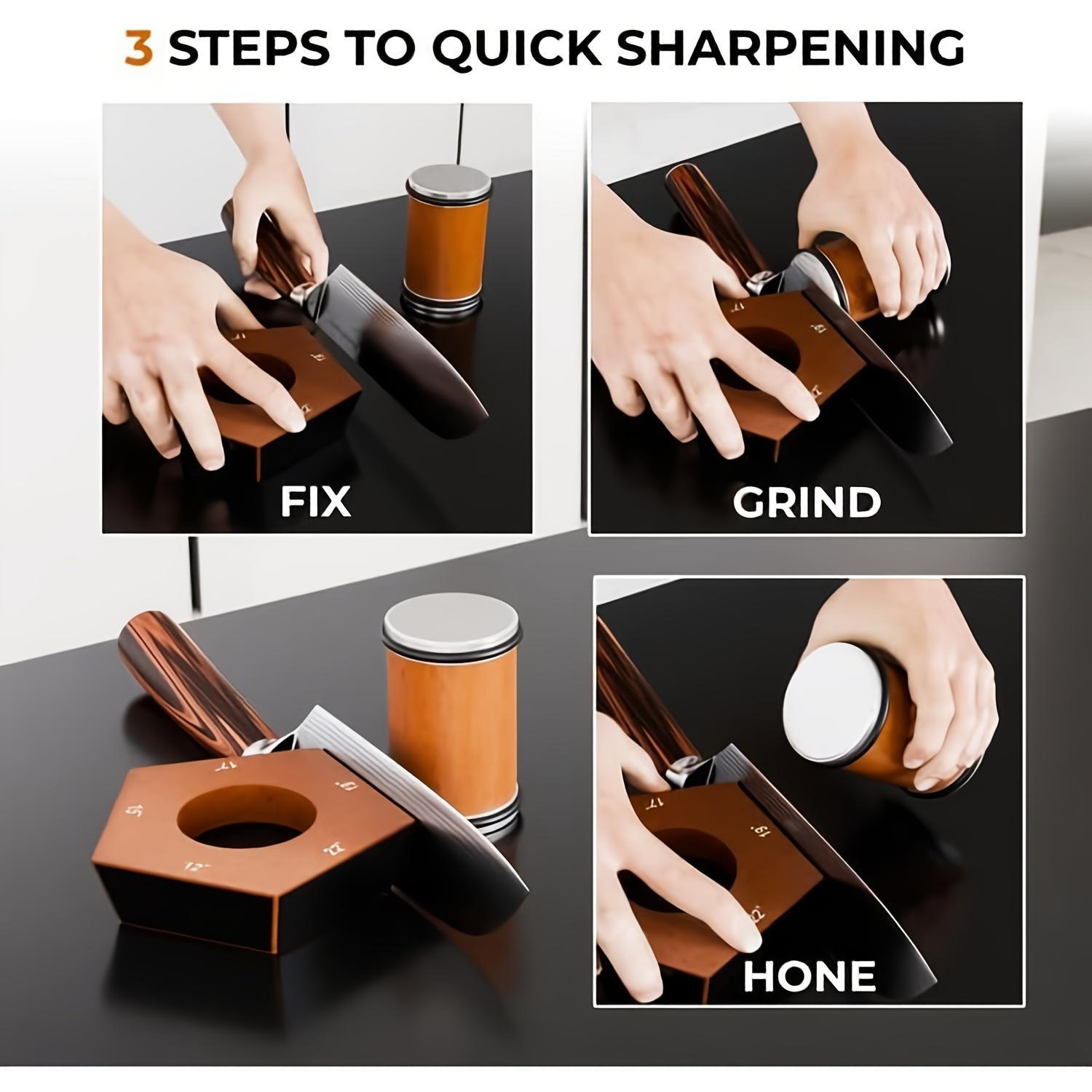 Rolling Knife Sharpener Set, 15°20° Kitchen Knife Magnetic Rolling Knife Sharpener, Diamond Sharp Curve Knife Sharpener, Wooden Handle Sharpening Stone, Diamond Ceramic Knife Sharpening Set for honing knives sharpening Kitchen Gadgets Steel Kitchenware
