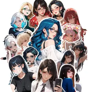 Anime Girl Stickers Pack, 60Pcs Waterproof Vinyl Waifu Stickers, Cute Aesthetic Sexy Anime Girl Decals for Water Bottle Laptop Phone Case Skateboard Journal Scrapbooking, Hot Lady Stickers for Adults Anime Fans DIY Crafts