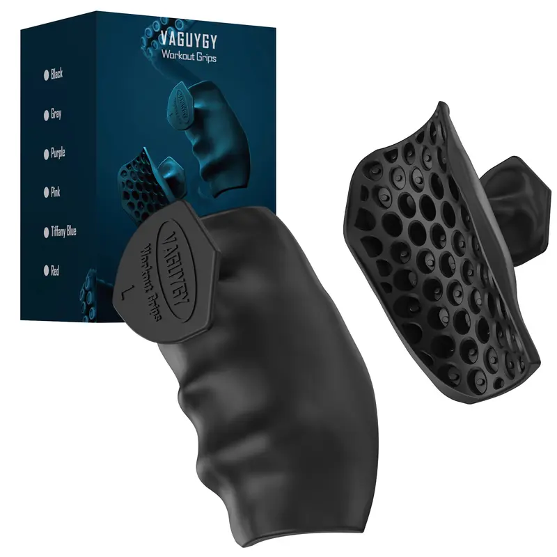 VAGUYGY Unisex Fingerless Rubber Workout Grips - Gym Accessories for Bodybuilding Deadlifts, Anatomical Shape, Anti-Slip Enhance Friction, Durable Flexible Palm Fit, Quick-Release Easy-Remove, Hand Protection, Less Fatigue