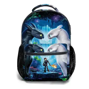 How to Train Your Dragon Y2K Aesthetic School Backpack for Girls, Cute Cartoon Girl Printed Student Bookbag with Mesh Side Pockets, Large Capacity Casual Daypack and Travel Bag for Kids a-18