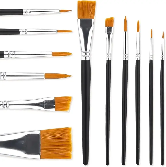 Face Paint Brush Set, 6 PCS Professional Face & Body Painting Brushes, Artist Makeup Brush Kit for Halloween Face Paint, Cosplay, Body Art, Acrylic, Watercolor & Oil Painting, Party Makeup Supplies