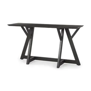 HomeRoots 605653 54 in. Brown Solid Wood Trestle Console Table