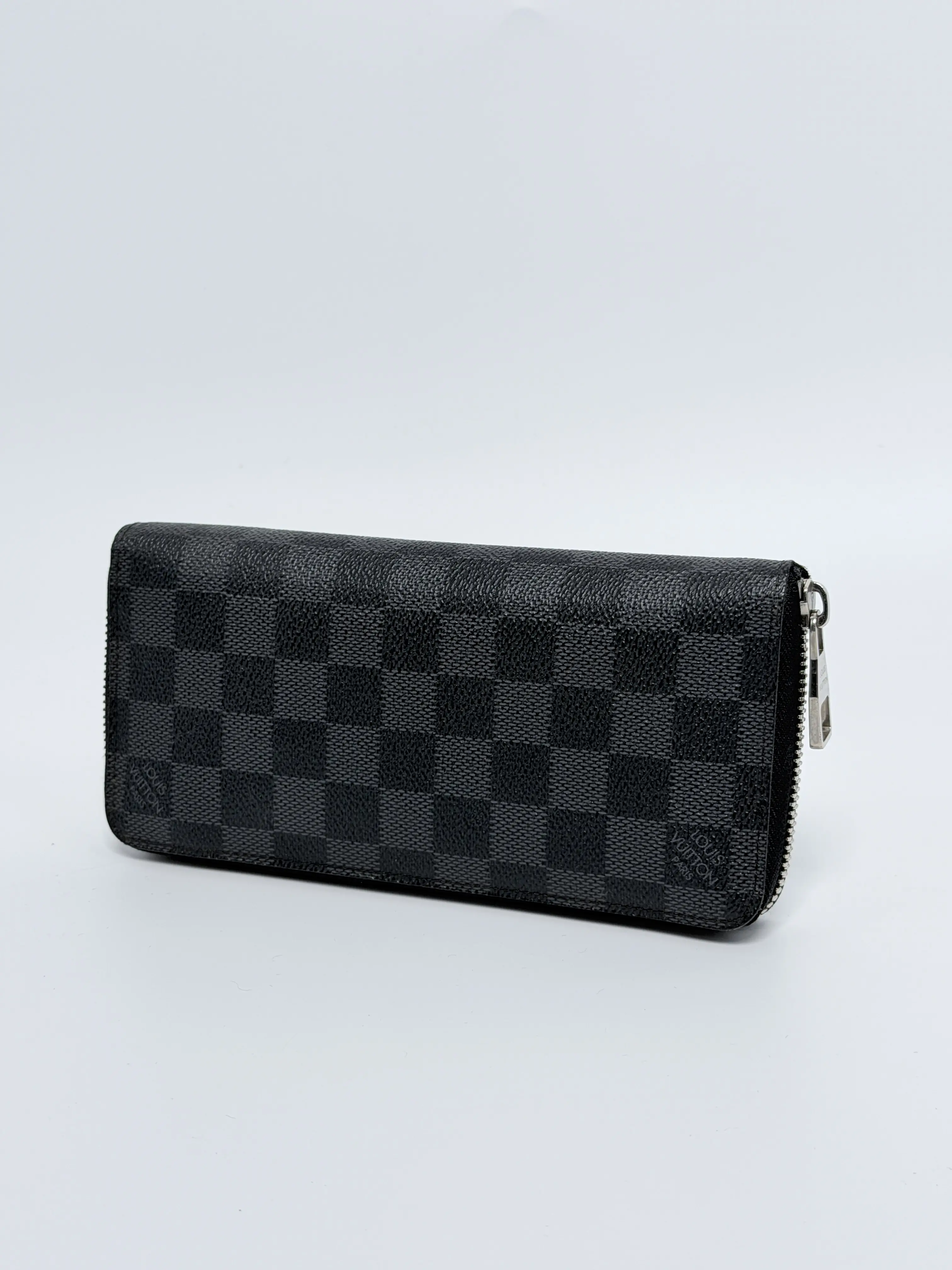 Pre-owned Louis Vuitton Canvas Long Wallet Damier Graphite Zippy Horizontal Authentic JC060LV