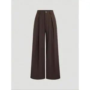 Women's Vintage Casual Loose Pleated Wide Leg Pants, High Waist Ruffle Design, Comfortable and Stylish, Perfect for Daily Wear