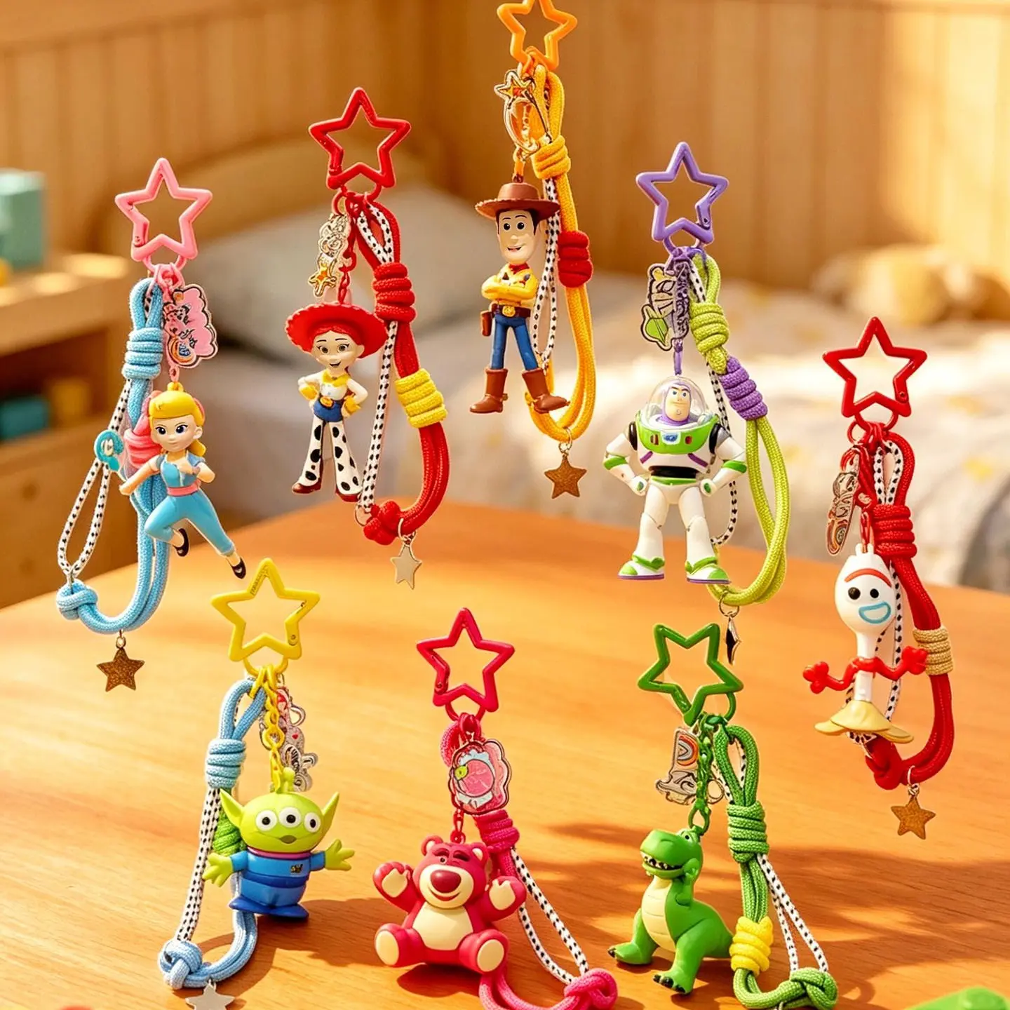 Rumilife Toy Story Plush Keychain Collection – Buzz Lightyear Woody Alien Lotso Bear Cute Backpack Hanging Charm Sohochic