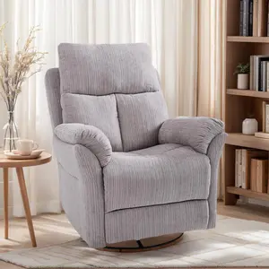 Manual Swivel Rocking Recliner, Modern Home Theater Seating Soft Reclining Chair with 360° Swivel Rocking Function, Stylish Comfort Glider Recliner for Living Room