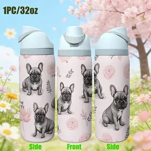 950ML 32oz Stainless Steel Vacuum Insulated Tumbler with Lid & Straw, Double Wall Travel Mug, BPA-Free, Leakproof Water Bottle, Insulated Travel Drinkware