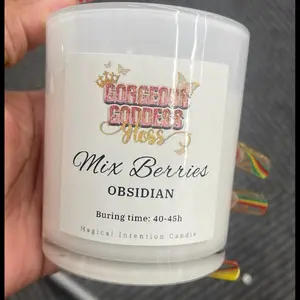 Mix Berries  obsidian soy magical intention, candle