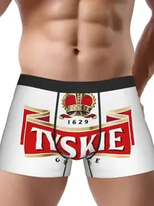 Tyskie Men's Underwear with Trendy Beer-Themed Design 100% Polyester Woven Medium Stretch Hand Wash or Professional Dry Clean - Menswear, Man