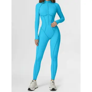 Women's autumn and winter new stand-up collar jumpsuit half-zip one-piece fitness wear high-intensity sports yoga wear suitable for sports and daily wear Sporty Jumpsuit