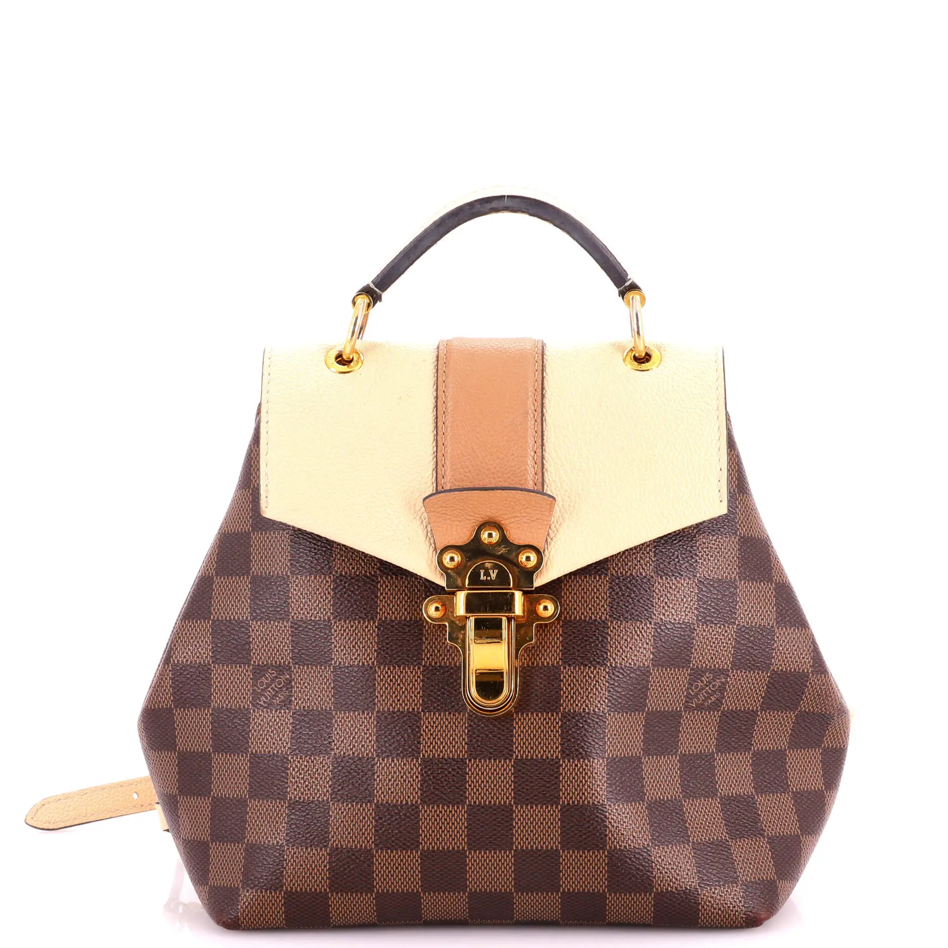 Pre-owned Louis Vuitton Canvas Coated, Leather Backpacks Clapton Backpack Damier and Leather by Rebag