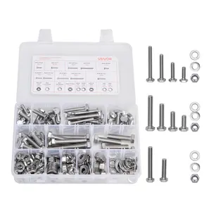fathersdaygift VEVOR 246 Pcs Bolts and Nuts Assortment Kit, Imperial Screws and Flat Washers, Stainless Steel 1/4-20, 5/16-18, 3/8-16, Spring Lock Washers for Furniture/ Equipment/Vehicle Assembly with Case